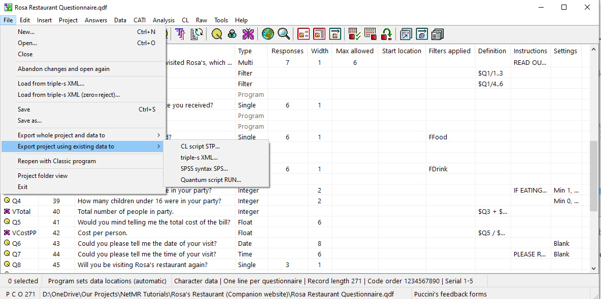 Companion File menu - Companion